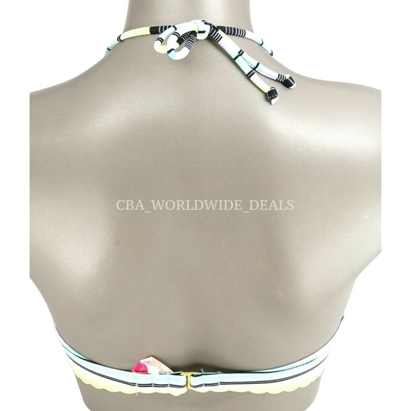 Victoria's Secret Green & Black Stripes Getaway Halter Swim Top 34B - Picture 2 of 2